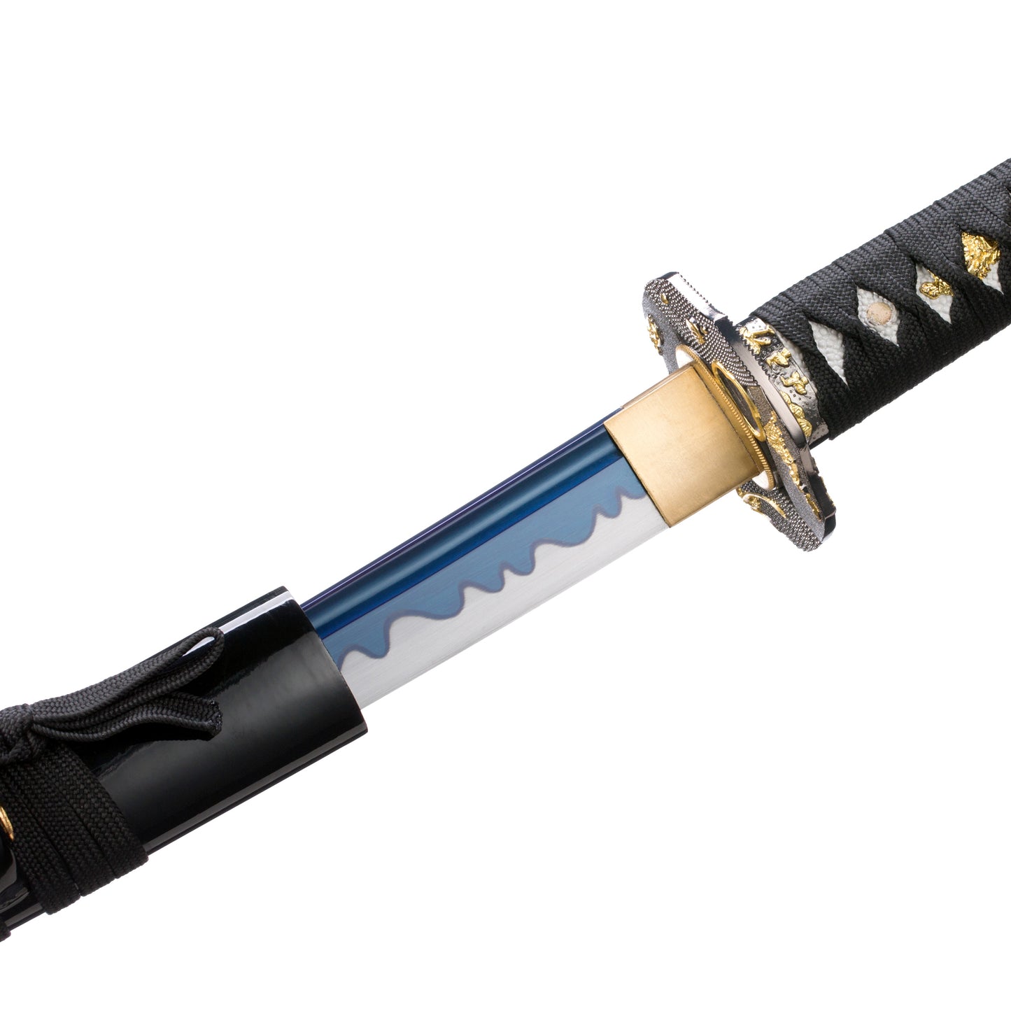 9260 Steel Katana Blue Blade White Fake Hamon