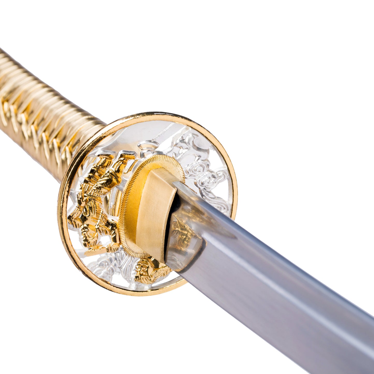 9260 Steel Katana Golden Leather And Gold Tsuba