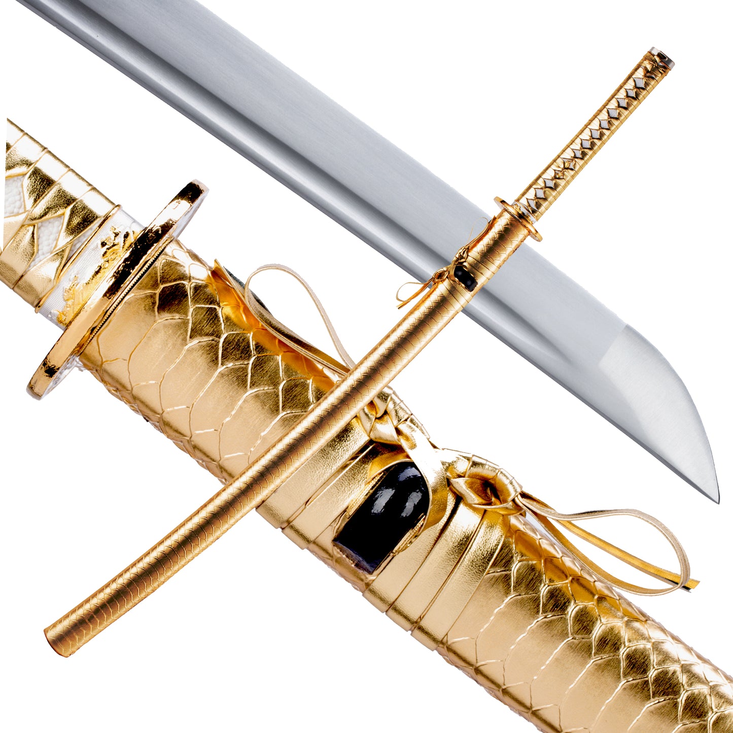 9260 Steel Katana Golden Leather And Gold Tsuba