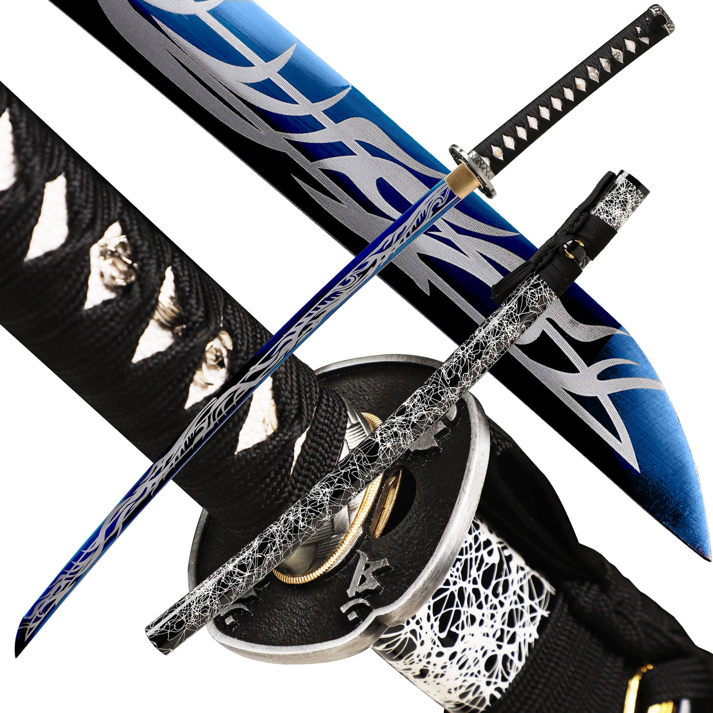 1060 Steel Katana Blue Blade Carving Flame Pattern