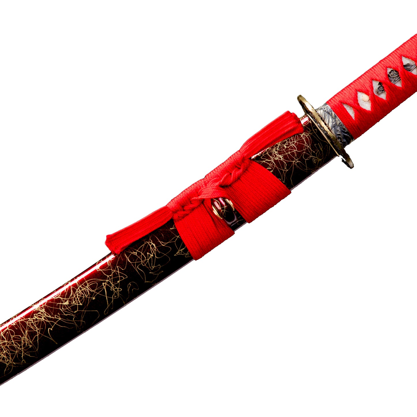 1060 Steel Katana Golden Blade Real Hamon Red Style