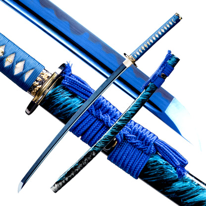 1060 Steel Katana Blue Blade Real Hamon Blue Style