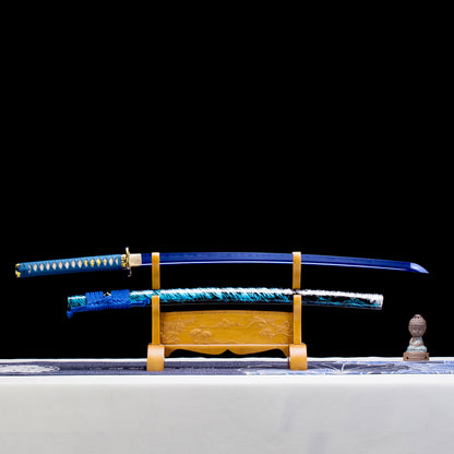 1060 Steel Katana Blue Blade Real Hamon Blue Style