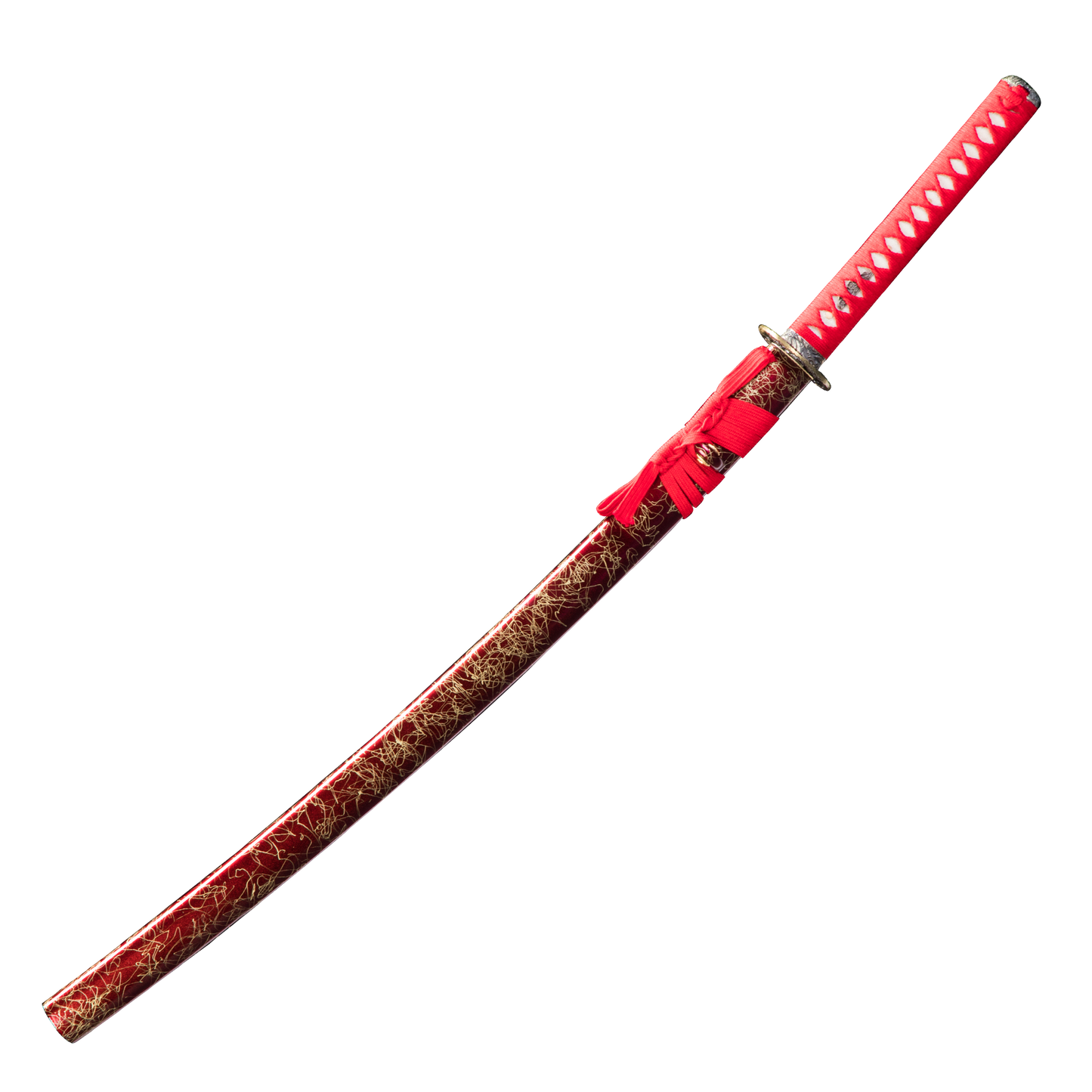 1060 Steel Katana Golden Blade Real Hamon Red Style