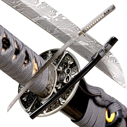 Damascus Steel Katana Twist Pattern Blade Real Sharp