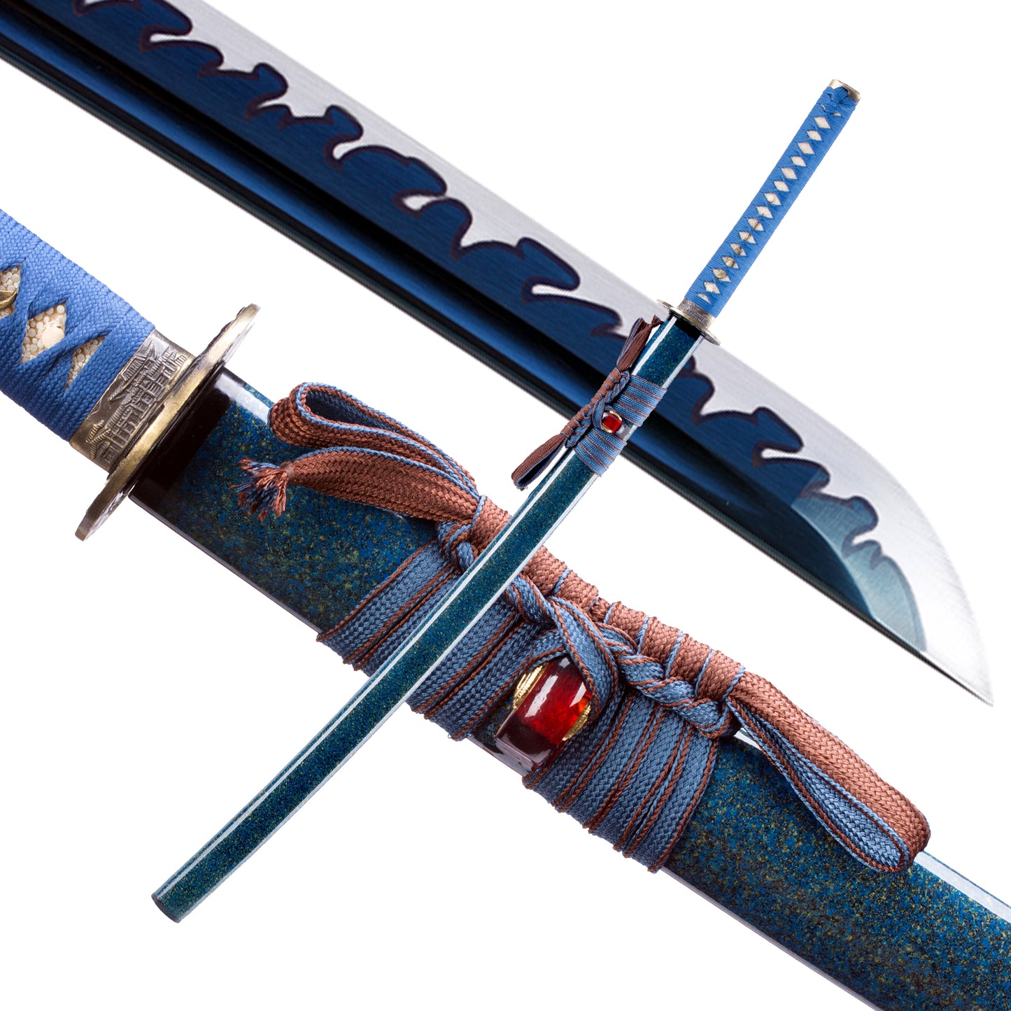 9260 Steel Katana Blue Blade With White Fake Hamon