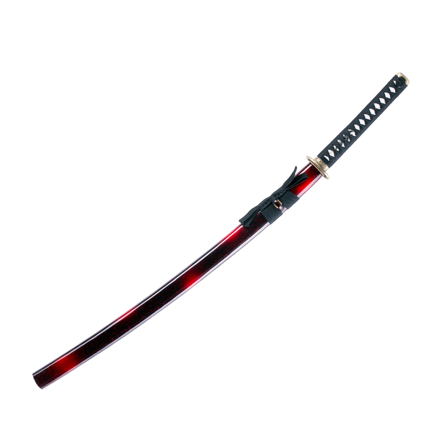 1060 Steel Katana Red Black Saya Alloy Dragon Tsuba