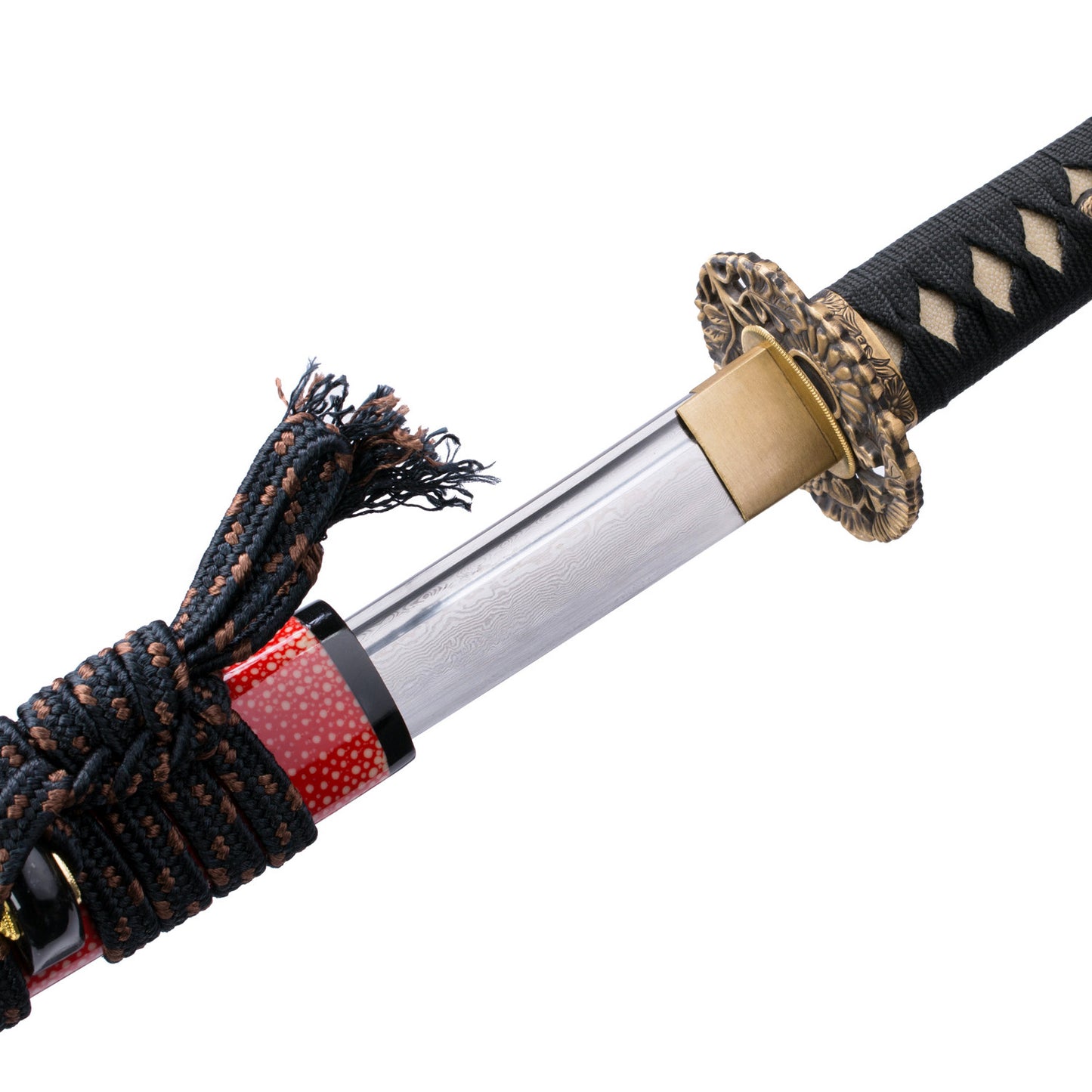 Damasucs Steel Katana Real RaySkin Saya Copper Tsuba