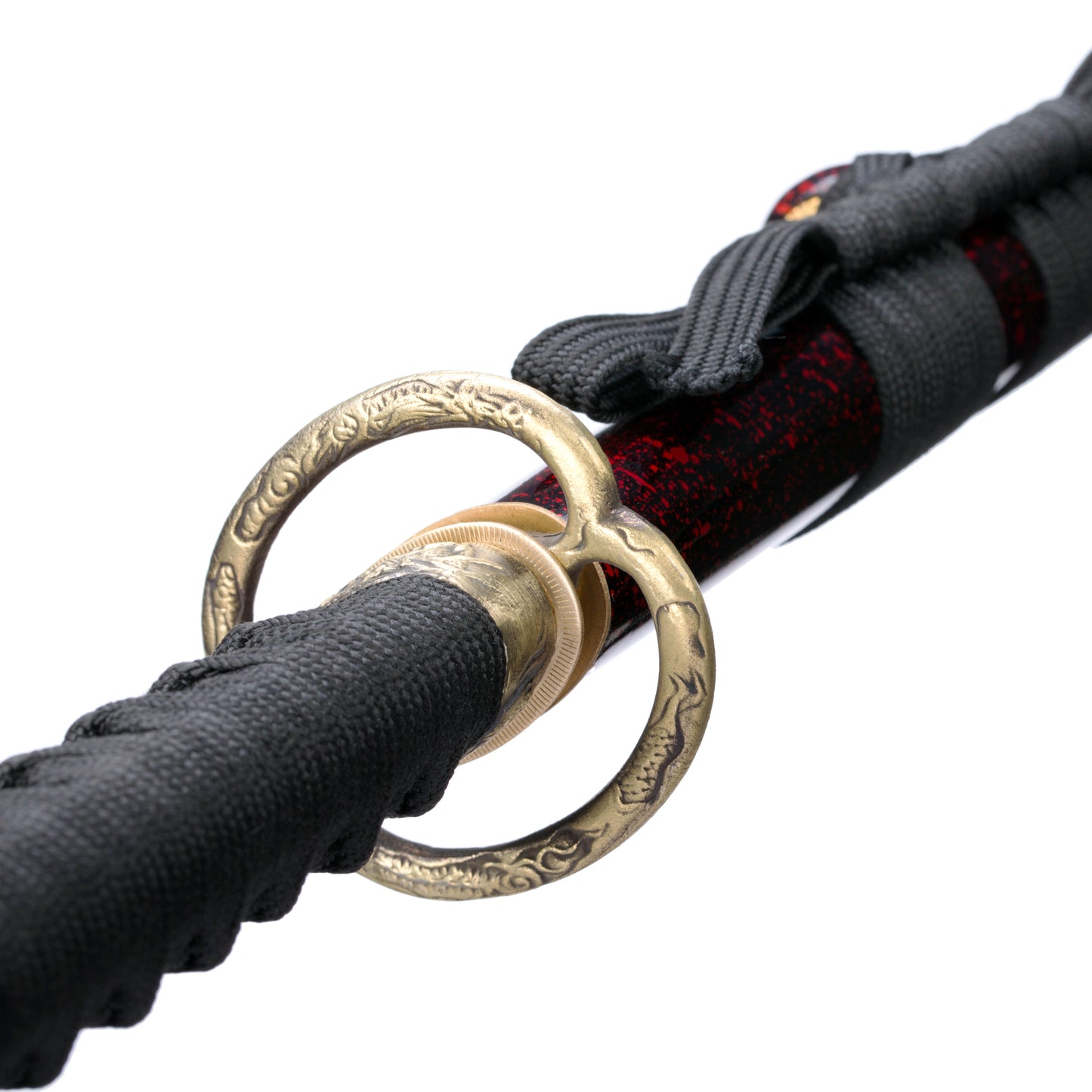 1060 Steel Katana Red Black Saya Alloy Dragon Tsuba