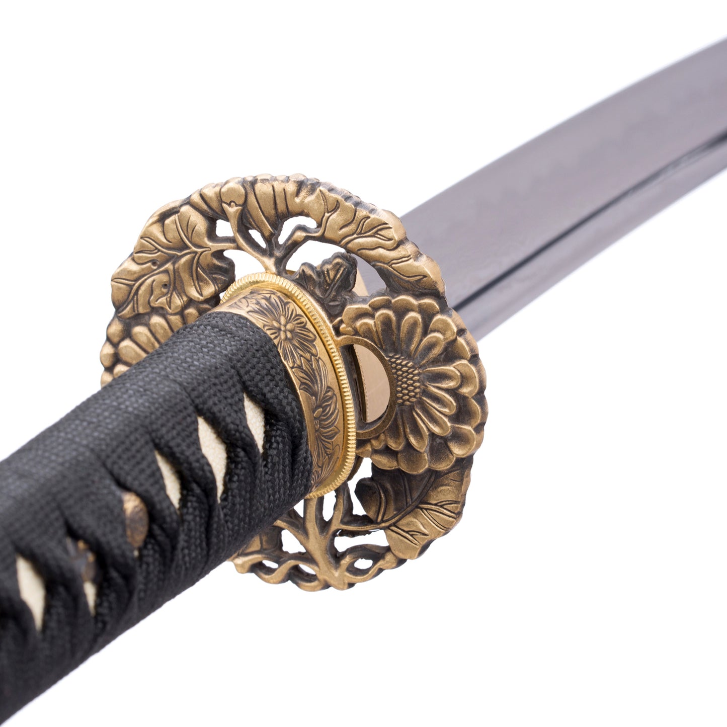 Damasucs Steel Katana Real RaySkin Saya Copper Tsuba